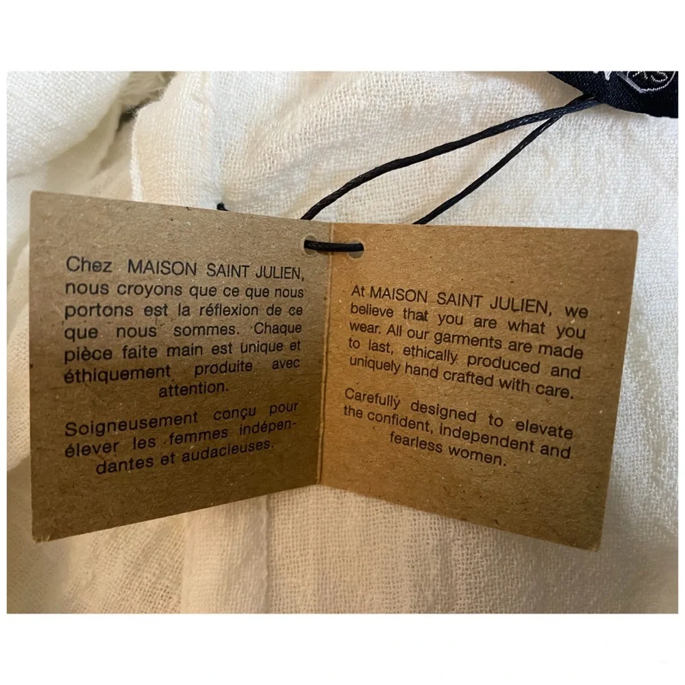 MAISON SAINT JULIEN Empire Long Resort Dress Off White Empire V Neck Gauze XS - Picture 9 of 10